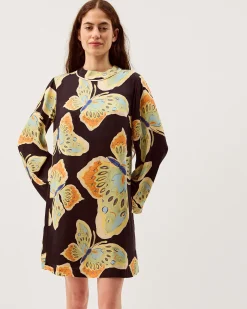 Clemence Aurelie Butterfly Mini Tunic Dress Black