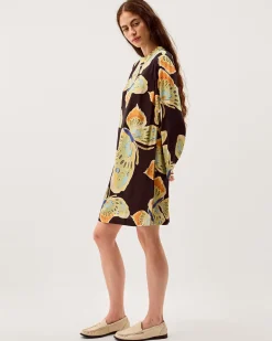 Clemence Aurelie Butterfly Mini Tunic Dress Black