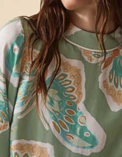 Clemence Aurelie Butterfly Top Green
