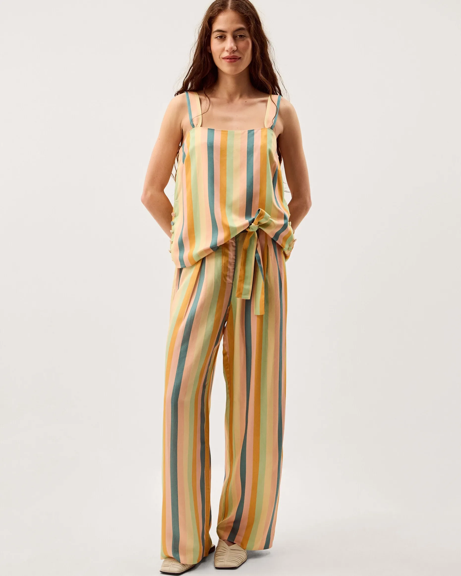 Clemence Elodie Stripe Wide Leg Trousers Multi