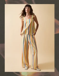 Clemence Elodie Stripe Wide Leg Trousers Multi