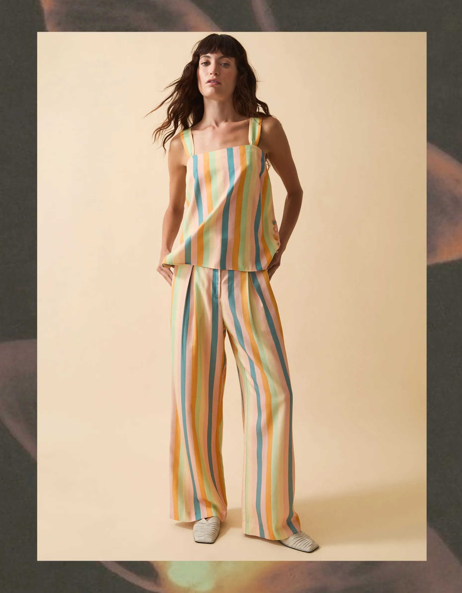 Clemence Elodie Stripe Wide Leg Trousers Multi