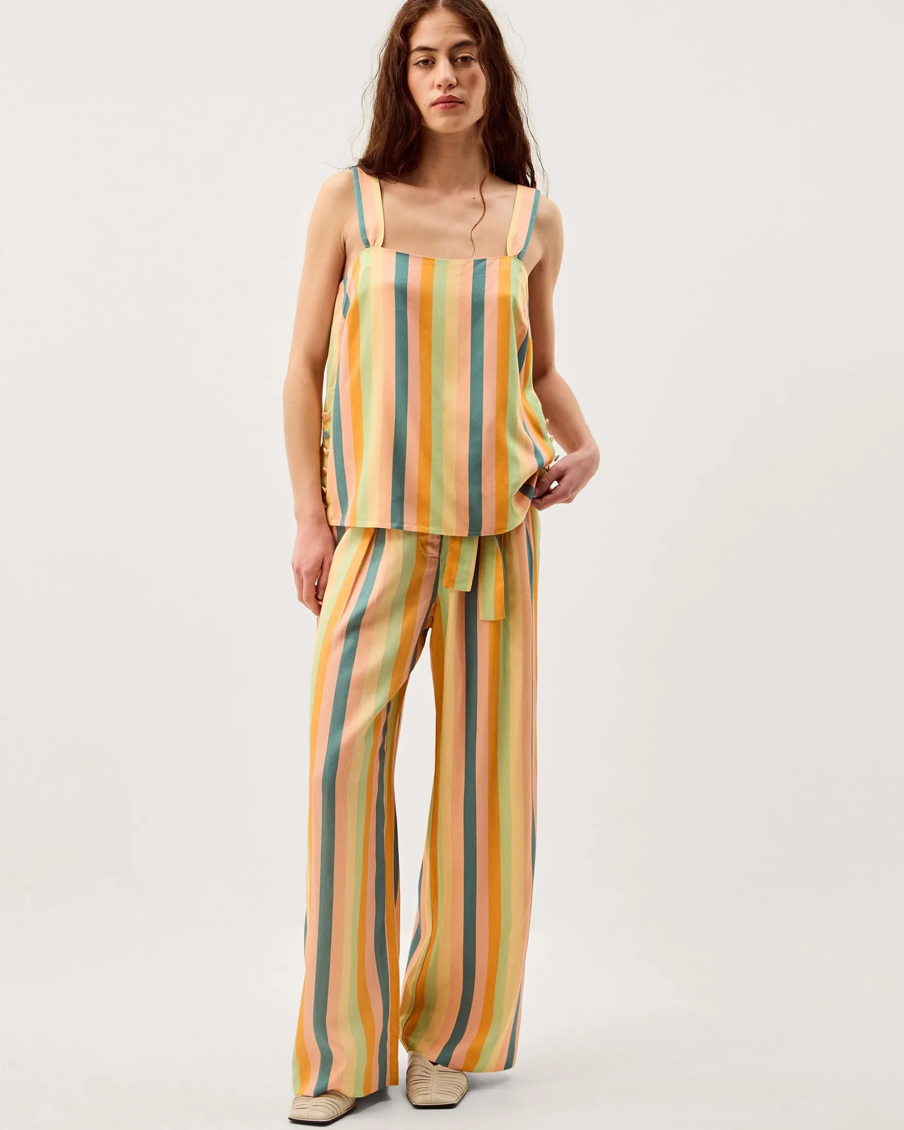Clemence Elodie Stripe Wide Leg Trousers Multi
