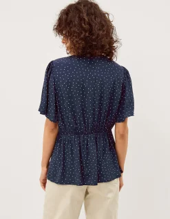 Cleo Lace Polka Dot Top Blue