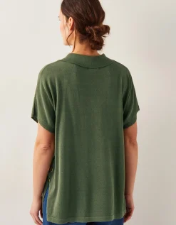 Cloe Knitted Collar Top Green