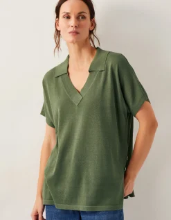 Cloe Knitted Collar Top Green