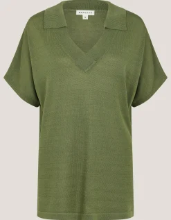 Cloe Knitted Collar Top Green