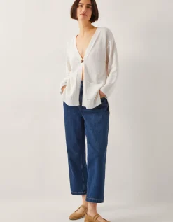 Clo Knit Single-Button Cardigan Ivory