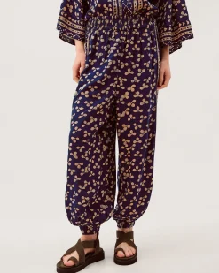 Clover Print Balloon Trousers Blue