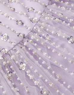 Colette Pearl Long Sleeve Party Dress Purple