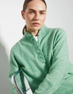 Connie Half Button Jumper Green