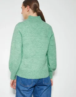 Connie Half Button Jumper Green