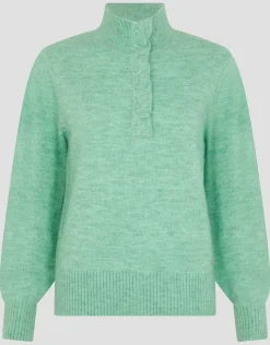 Connie Half Button Jumper Green
