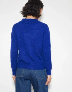 Cora V-Neck Collared Cardigan Blue