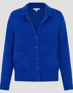 Cora V-Neck Collared Cardigan Blue
