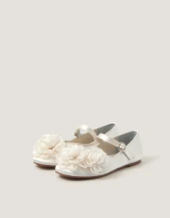 Corsage Mary Jane Ballet Flats Ivory