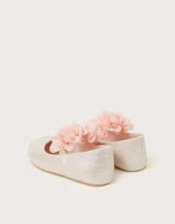 Corsage Metallic Faux Leather Ballet Flats Pink