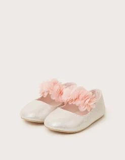 Corsage Metallic Faux Leather Ballet Flats Pink