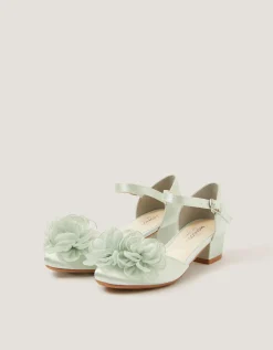 Corsage Satin Heels Green