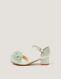 Corsage Satin Heels Green