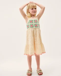 Crochet Broderie Dress White