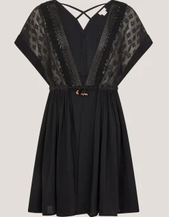 Crochet Kaftan Dress Black