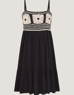 Crochet Sleeveless Dress Black