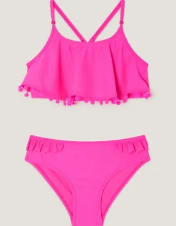 Crossback Frill Bikini Set Pink