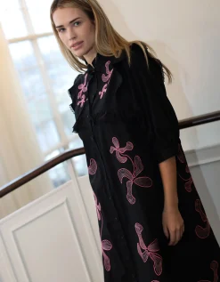 Crās Cody Ruffle Midi Dress Black
