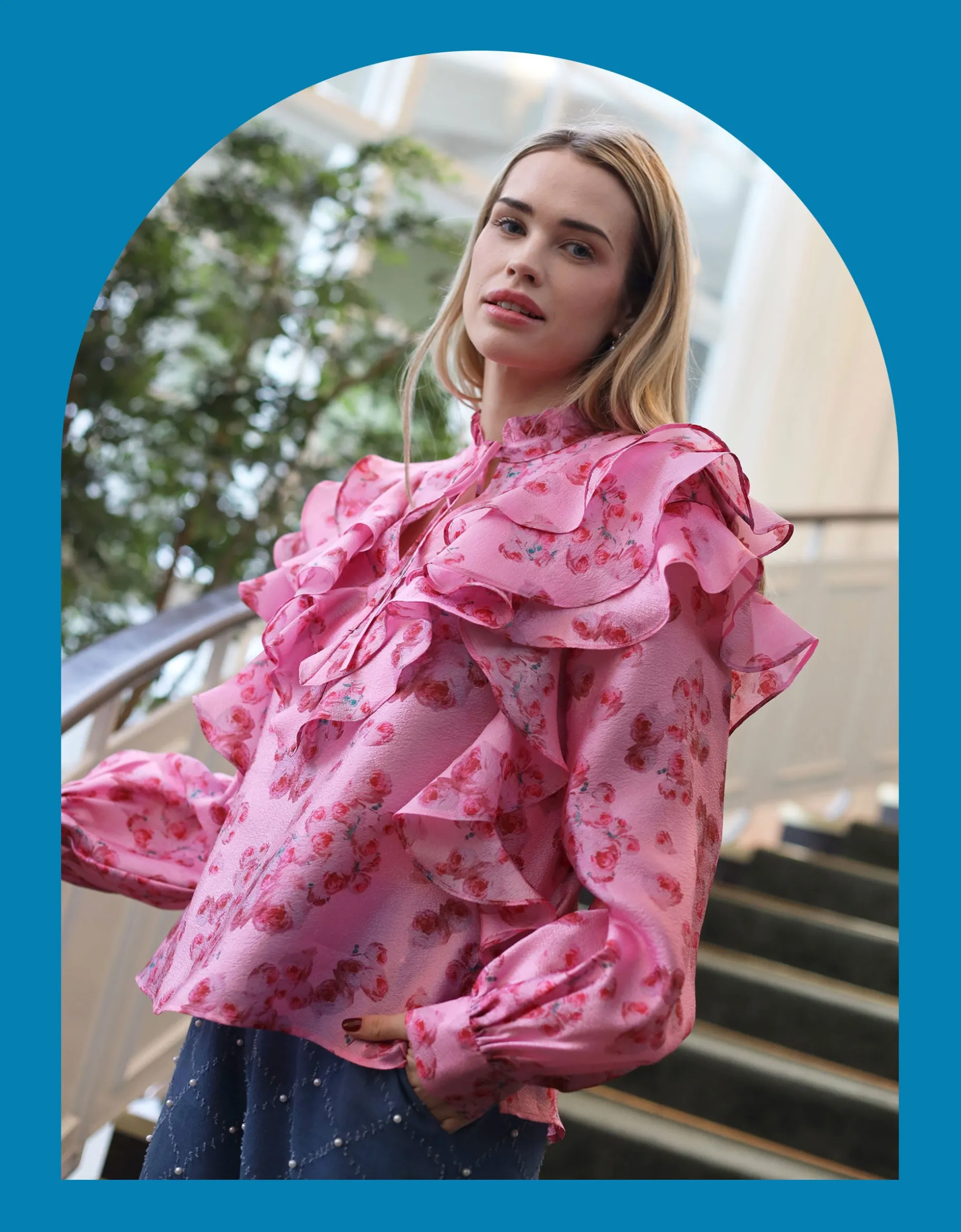 Crās Sylvia Rose Ruffle Blouse Pink