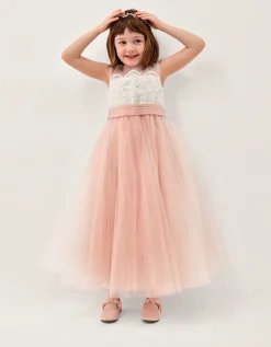 Cynthia Corded Lace Party Dress Pink