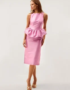 Dahlia Peplum Midi Dress Purple