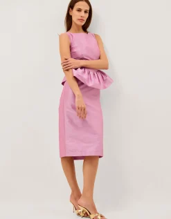 Dahlia Peplum Midi Dress Purple