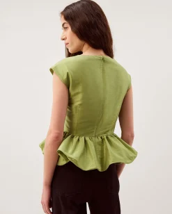 Dahlia Sleeveless Peplum Top Green