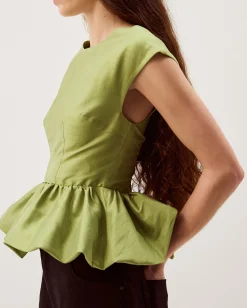 Dahlia Sleeveless Peplum Top Green