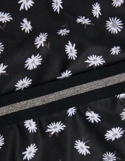 Daisy Print Halter Bikini Set Black