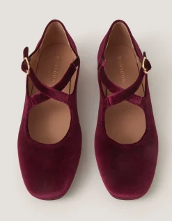 Dana Velvet Mary Jane Ballet Flats Red