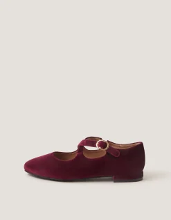 Dana Velvet Mary Jane Ballet Flats Red