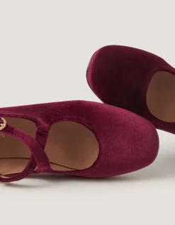 Dana Velvet Mary Jane Ballet Flats Red