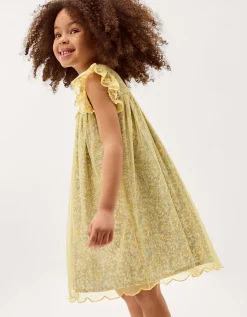 Darcie Ditsy Floral Mesh Dress Yellow