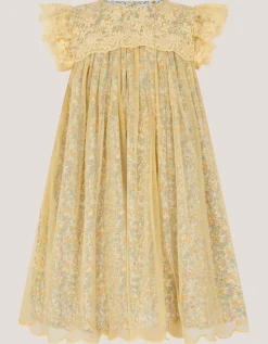 Darcie Ditsy Floral Mesh Dress Yellow