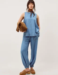 Daria Chambray Balloon Trousers Blue