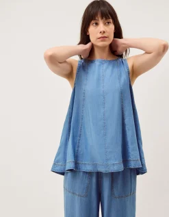Daria Swing Chambray Tank Top Blue