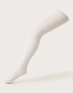 90 Denier Plush Diamond Print Tights Ivory