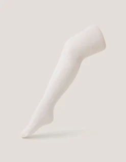 30 Denier Semi-Sheer Bow Tights White