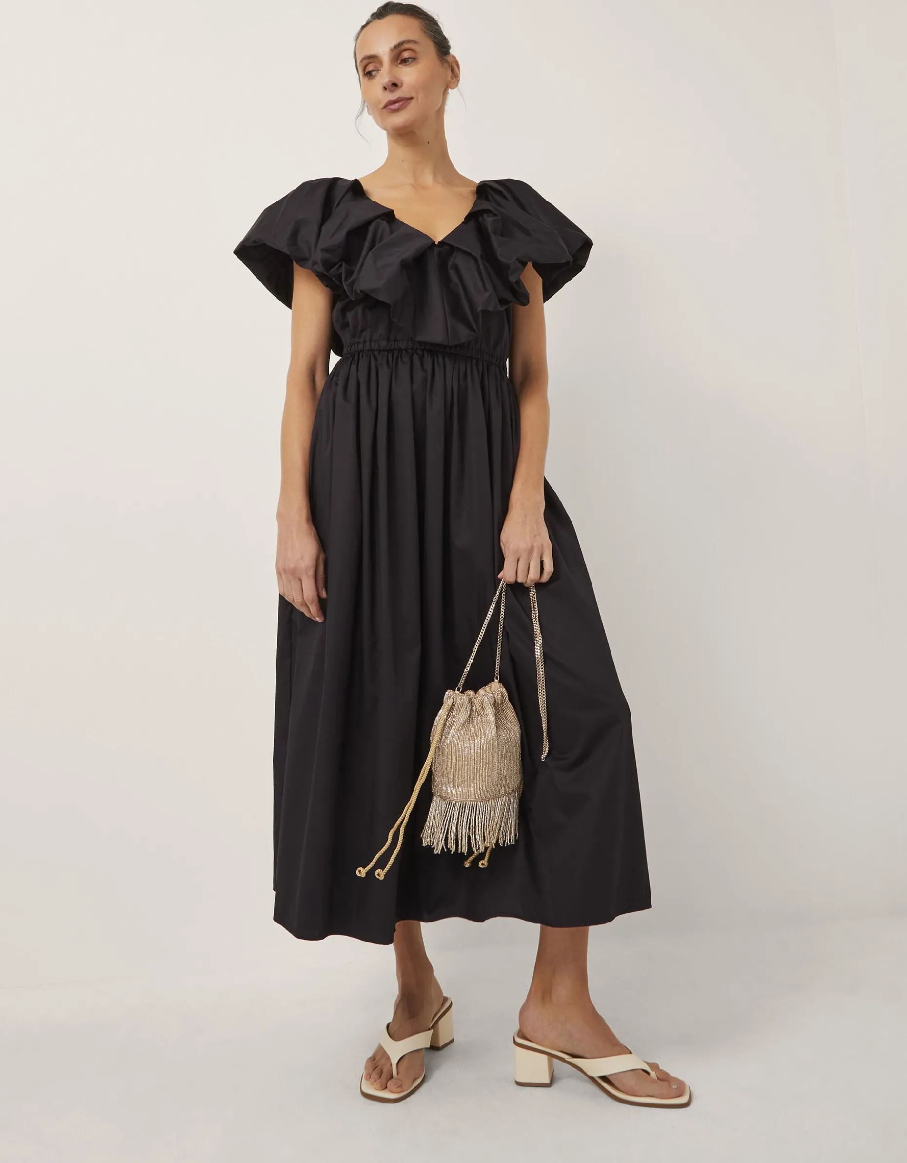 Devotion Twins Deos Frill Maxi Dress Black