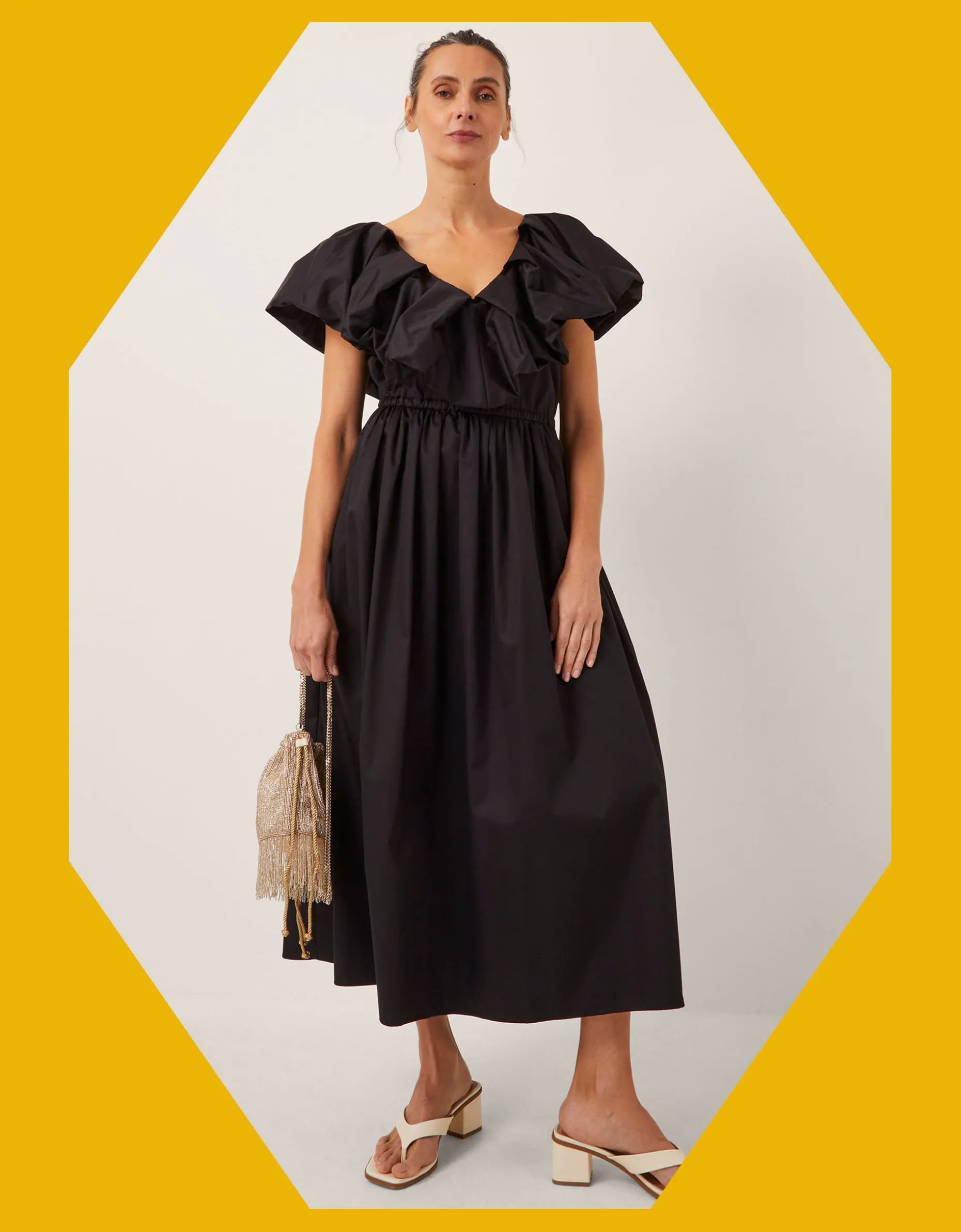 Devotion Twins Deos Frill Maxi Dress Black