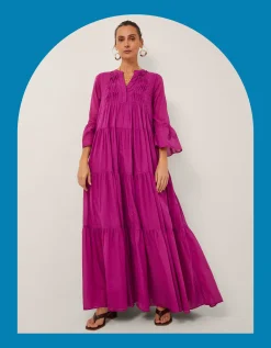 Devotion Twins Ocean Voile Maxi Dress Pink