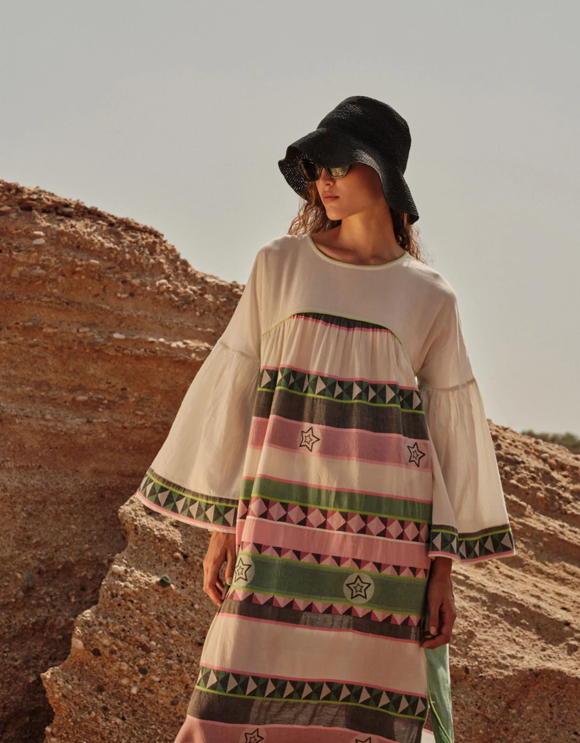 Devotion Twins Vela Geometric Stripe Maxi Dress Multi