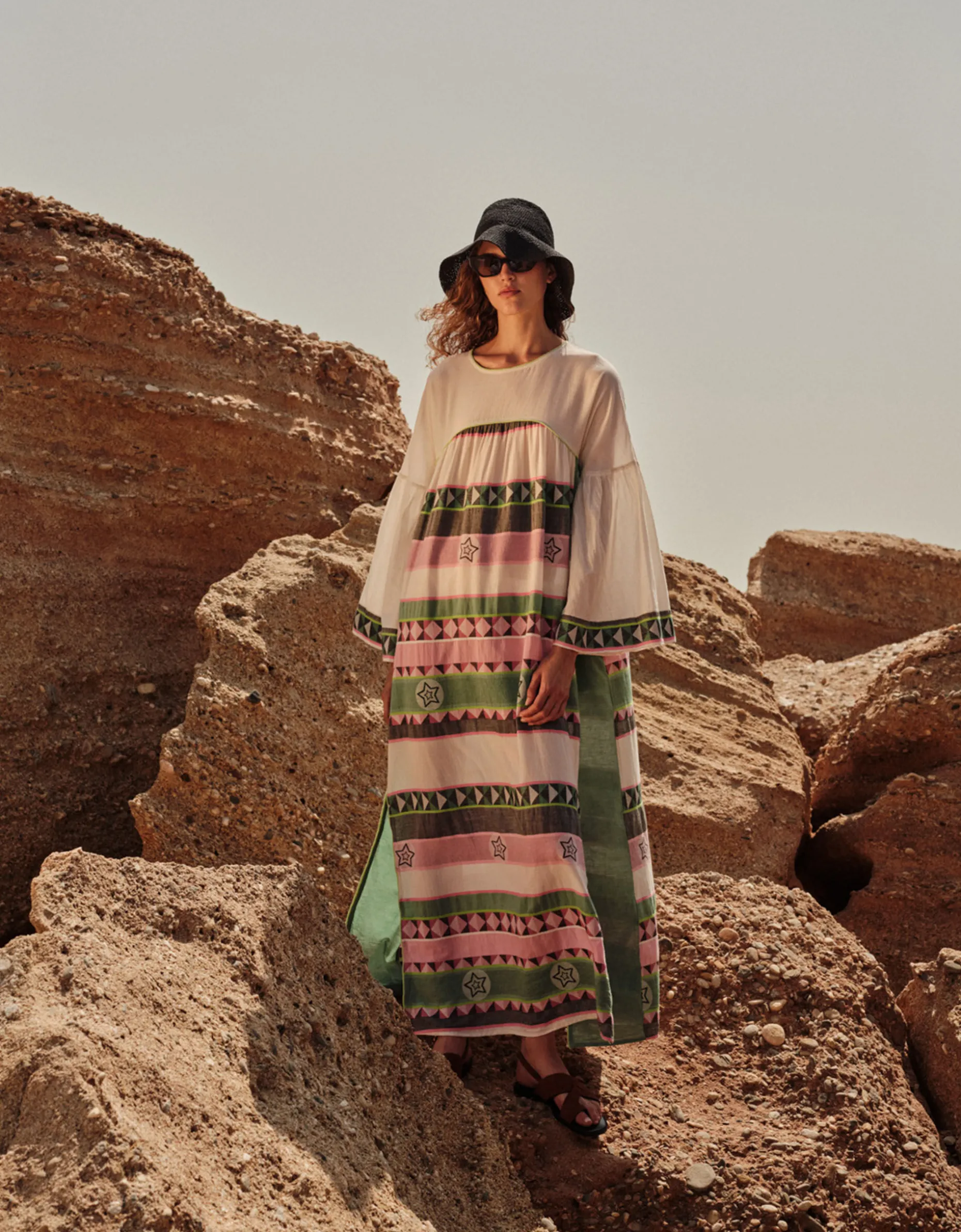 Devotion Twins Vela Geometric Stripe Maxi Dress Multi